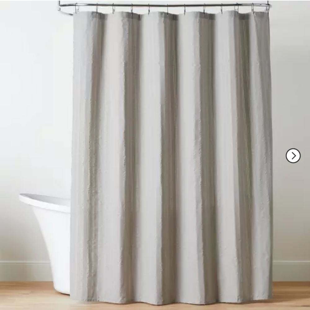 Hearth and hand crinkle stripe woven shower curtain jet gray